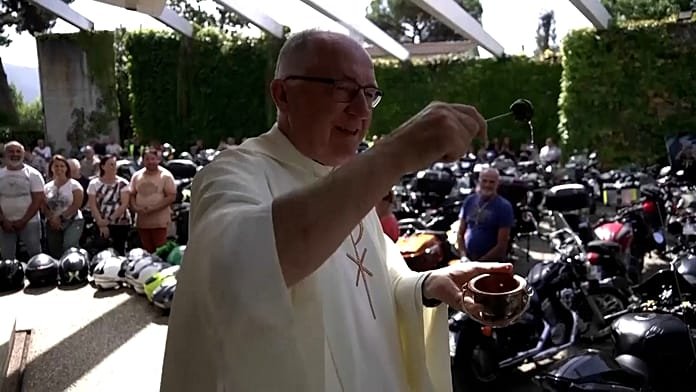 200 bikers gather at Italy's Castel Gandolfo for motorcycle blessing