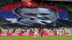 Red Star fans unveil tifo of war criminal Mladic before derby