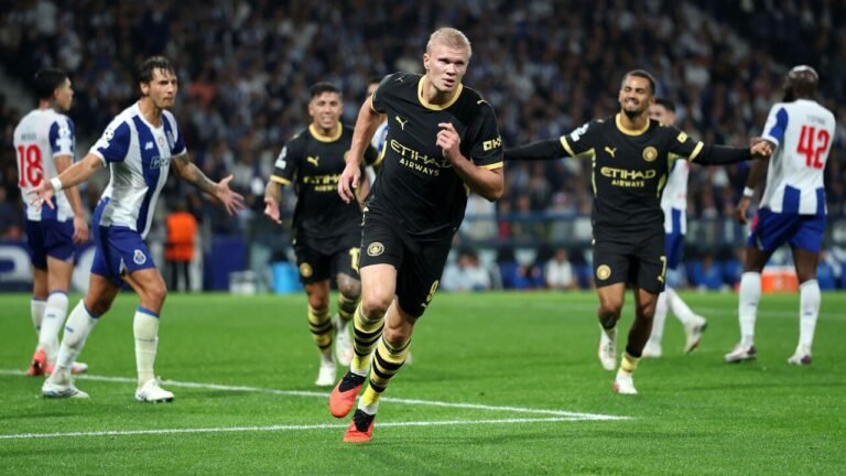 Haaland double powers Man City to victory